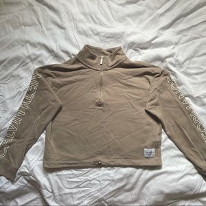 CALVIN KLIEN Cropped 1/2 Zip Sweater